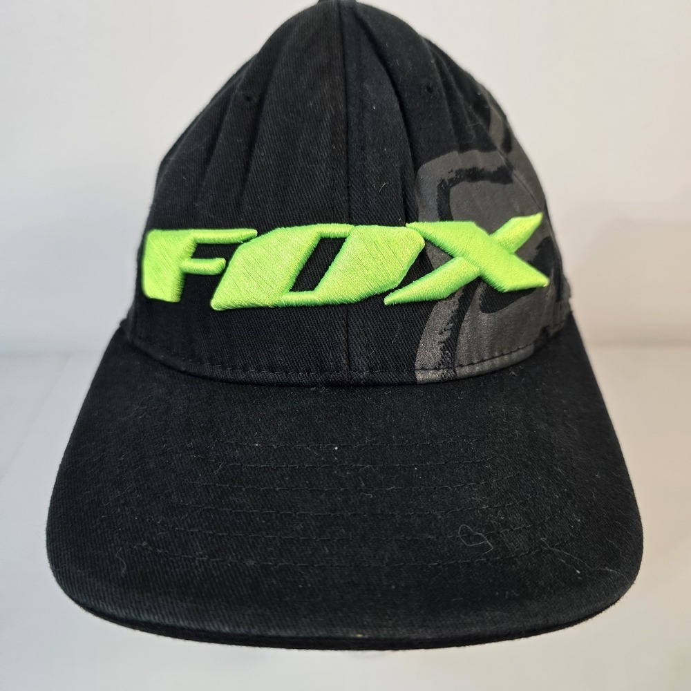 Fox Racing FX Flexfit Fitted Hat Cap‎ Youth OSFM Style Neon Black Motocross